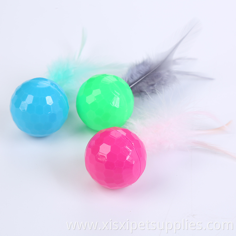 Pet Cat Toy plastic Ball Feather Playing Cat Ball Toy
